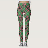 Groene en Roze Tartan Leggings (Voorkant)