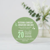 Groene en roze Trendy Geometric Typography Wedding Kaart (Staand voorkant)