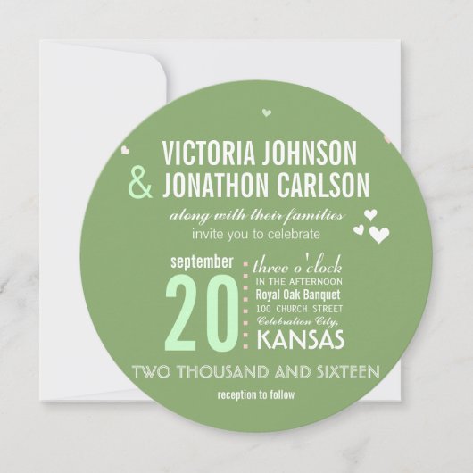 Groene en roze Trendy Geometric Typography Wedding Kaart (Voorkant)