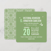 Groene en roze Trendy Geometric Typography Wedding Kaart (Voorkant / Achterkant)