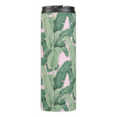 Groene en roze tropische bladeren | Cabana Thermosbeker (Achterkant)