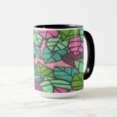 Groene en roze tropische bladeren mok (Voorkant rechts)