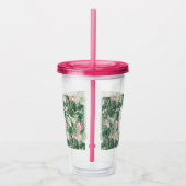 Groene en roze tropische bladeren | Monogram Caban Acryl Drinkbeker (Rechts)