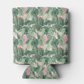 Groene en roze tropische bladeren | Monogram Caban Blikjeskoeler (Achterkant)