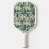 Groene en roze tropische bladeren pickleball paddle (Voorkant)