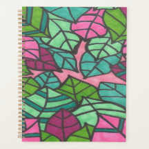 Groene en roze tropische bladeren