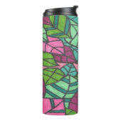 Groene en roze tropische bladeren  thermosbeker (Gedraaid links)
