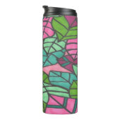 Groene en roze tropische bladeren  thermosbeker (Geroteerd rechts)