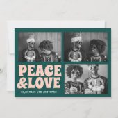 Groene en Roze Vrede en Liefde Kerstfoto Kaart (Voorkant)