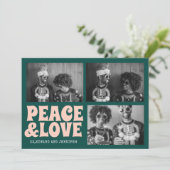 Groene en Roze Vrede en Liefde Kerstfoto Kaart (Staand voorkant)