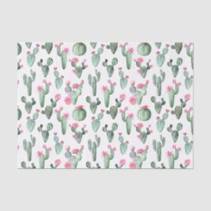 Groene en Roze Waterverf Cactus Tissuepapier