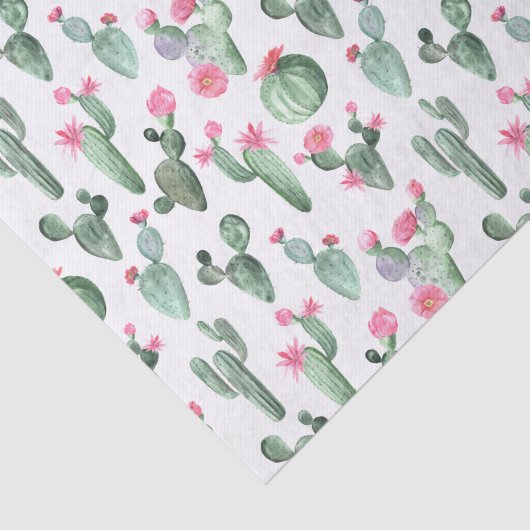 Groene en Roze Waterverf Cactus Tissuepapier (Detail)