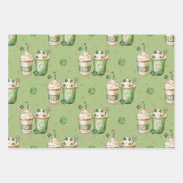 GROENE EN TAN IRISH BEVERAGES EN DONUTS INPAKPAPIER VEL