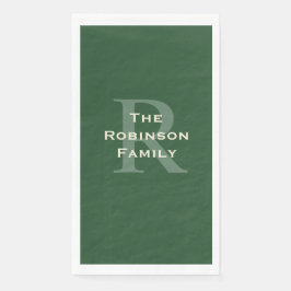 Groene en Tan Naam Monogram Papier Gast Handdoek Servet