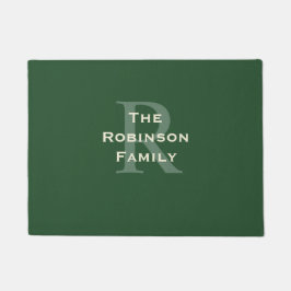 Groene en Tane Familienaam Monogram gemerkt Deurmat