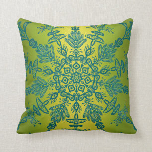 Groene en Teal dubbelzijdig Boho-ontwerp Kussen