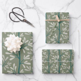 Groene en Teal Tuinstelen Moderne Botanische Inpakpapier Vel