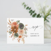 Groene en Terra Cotta Floral w Meal RSVP (Staand voorkant)