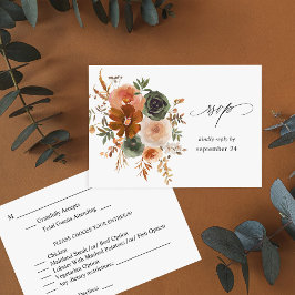 Groene en Terra Cotta Floral w Meal RSVP
