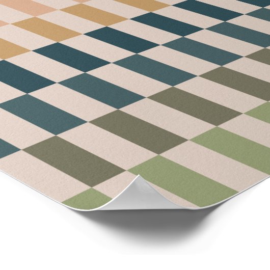 Groene en terracotta strepen poster (Hoek)