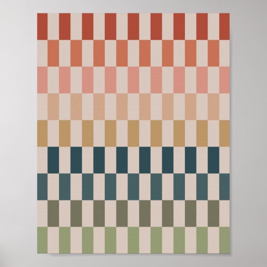 Groene en terracotta strepen poster (Voorkant)