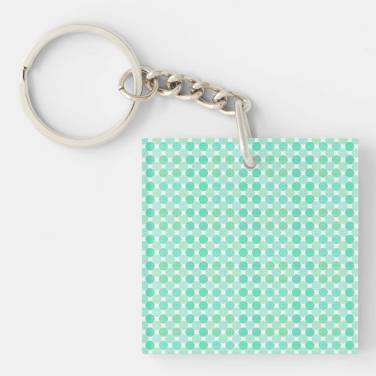 groene en turkooizen textuurstippen sleutelhanger (voorkant)