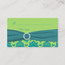 Groene en turquoise Damask Place Card Plaatskaartje