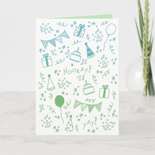 Groene en turquoise feestkaart kaart (Voorkant)