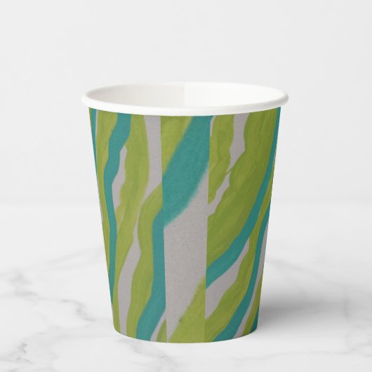 Groene en Turquoise Gestreepte Document kop Papieren Bekers (Links)