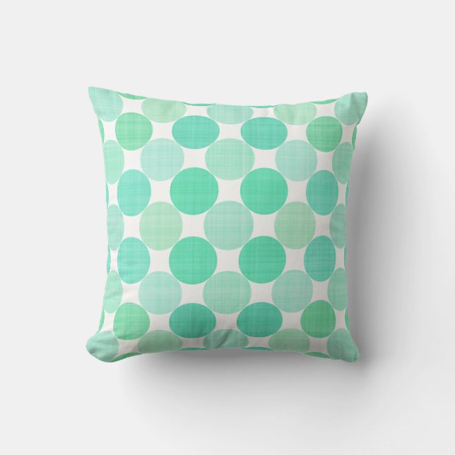 groene en turquoise gestructureerde stippen kussen (Voorkant)