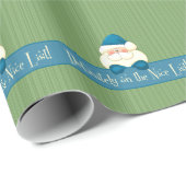 Groene en turquoise Santa Nice List Cadeaupapier (Rol Hoek)