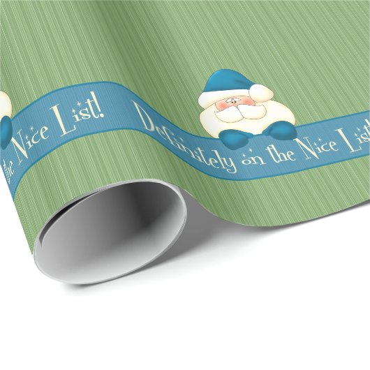 Groene en turquoise Santa Nice List Cadeaupapier (Rol Hoek)