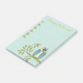 Groene en turquoise uil gepersonaliseerde takenlij post-it® notes (Schuin)