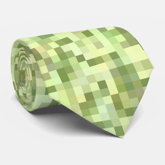 Groene en vertakte pixels stropdas (Opgerold)
