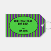 Groene en violette strepen cadeaulabel (Voorkant (Horizontaal))
