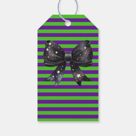 Groene en violette strepen cadeaulabel (Achterkant)