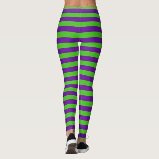 Groene en violette strepen leggings (Achterkant)