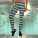 Groene en violette strepen leggings<br><div class="desc">Gestreepte Halloween Leggings voor Vrouwen. Verspreid vreugde om je heen tijdens de herfst seizoen met een beetje kleur!</div>