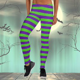 Groene en violette strepen leggings