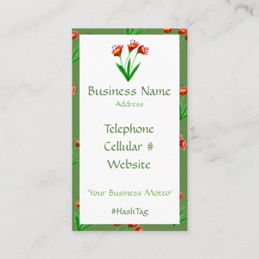 Groene en vrouwelijke  bloemen Visitekaartje (Voorkant)