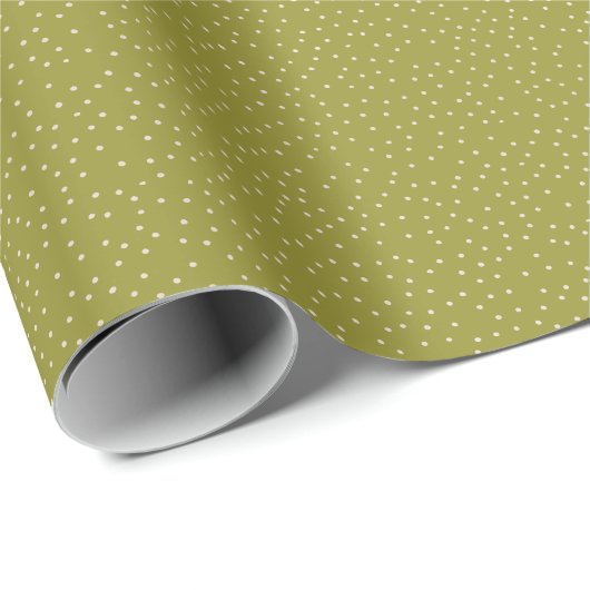 Groene en Warme Witte Polka Dot Verzadigde Tiny Cadeaupapier (Rol Hoek)