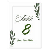 Groene en witte aanpasbare trouwtafel nummertje kaart (Voorkant)