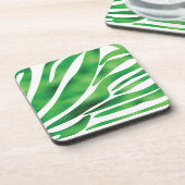Groene en witte Abstracte strepen Bier Onderzetter (Linkerzijde)