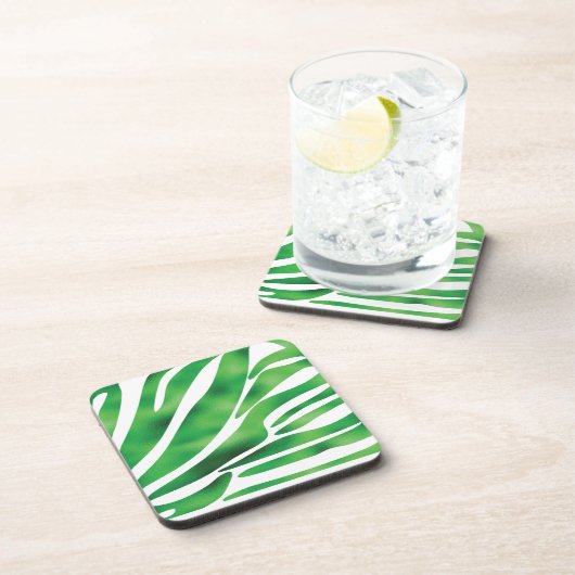 Groene en witte Abstracte strepen Bier Onderzetter (Rechterzijde)