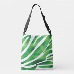 Groene en witte abstracte strepen crossbody tas