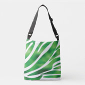 Groene en witte abstracte strepen crossbody tas (Voorkant)