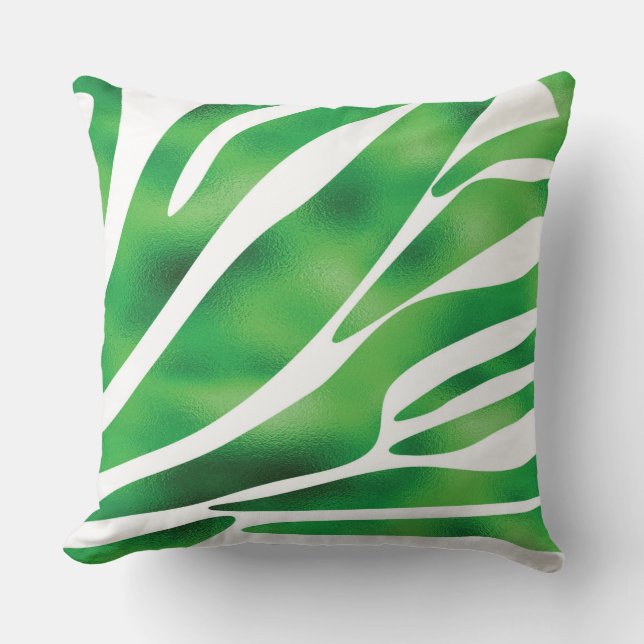 Groene en witte Abstracte strepen Kussen (Voorkant)