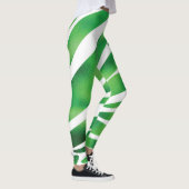 Groene en witte Abstracte strepen Leggings (Rechts)