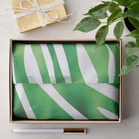 Groene en witte Abstracte strepen Tissuepapier (Geschenk)