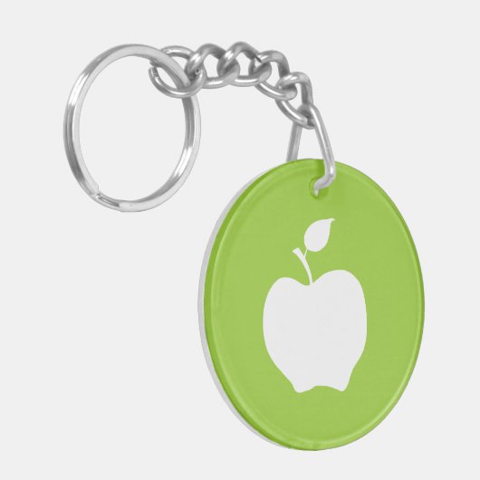 Groene en witte appel sleutelhanger (Voorkant Links)